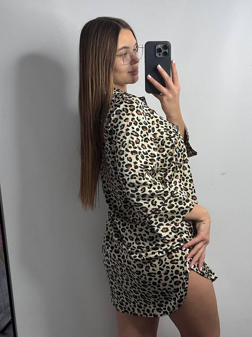 Женская ночная рубашка удлиненная шелковая Леопард5 M Харьков - изображение 4