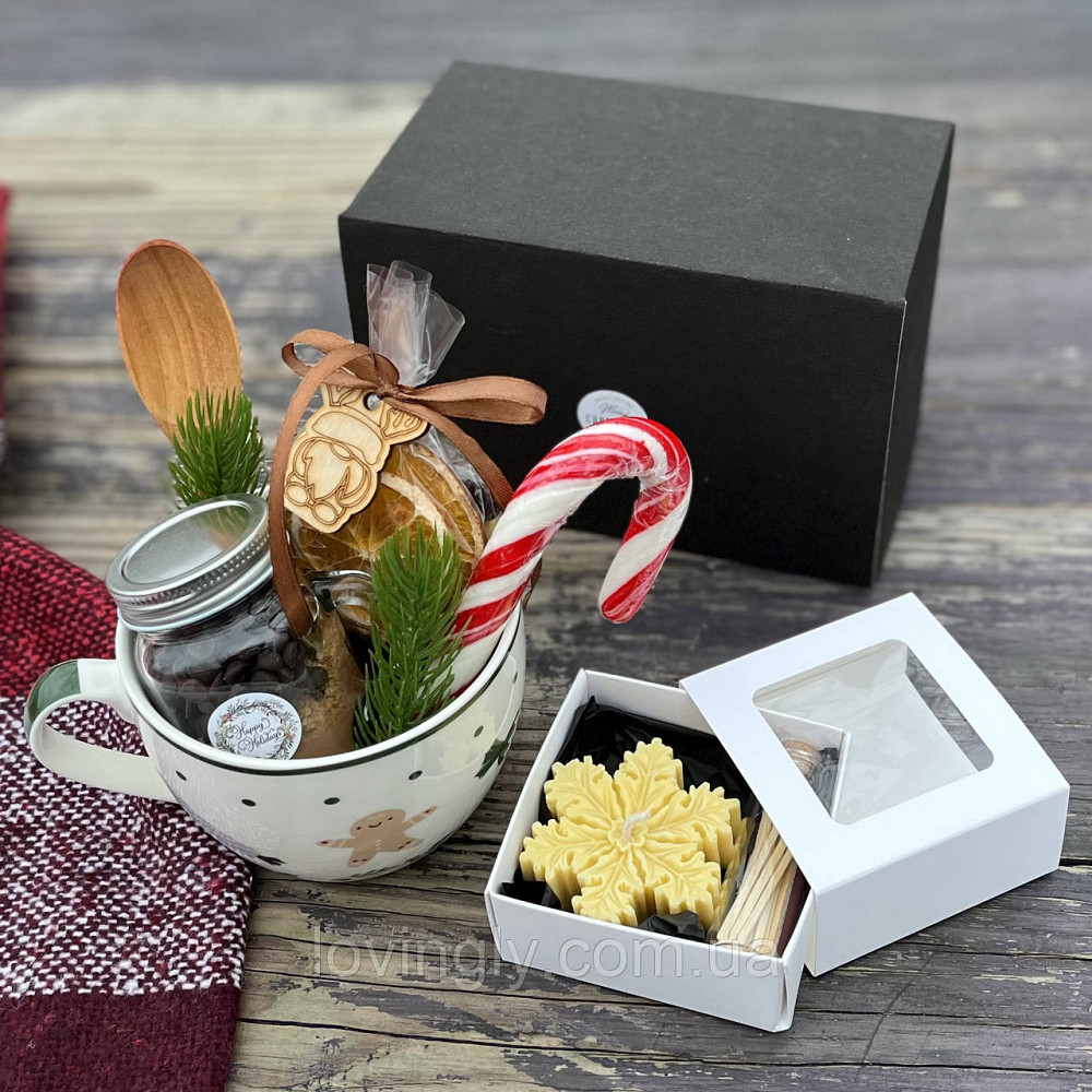 Компактний новорічний набір: чашка, гарячий шоколад, солодощі, свічка Сніжинка Ірпінь - фото 1