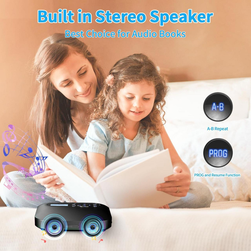 Портативний CD-програвач DESOBRY Bluetooth AUX РК-дисплей вбудовані динаміки Дніпро - фото 7