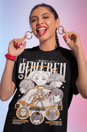 Футболка аниме Фриерен Бейонд Джоурней С оверсайз (S/M/L) Черний AnimeJ0049 Днепр