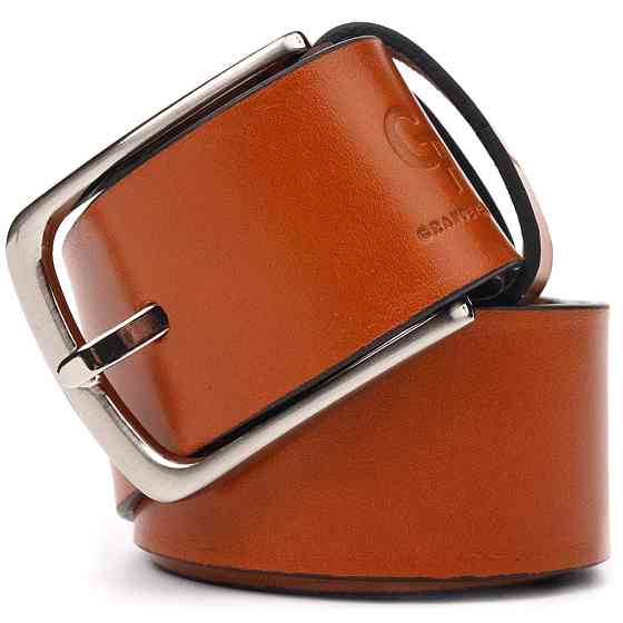 Люксовий ремінь для чоловіків з натуральної шкіри Grande Pelle 21473 Рудий Київ