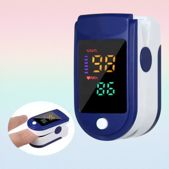 Пульсоксиметр на палец для измерения пульса цветной дисплей синий Киев