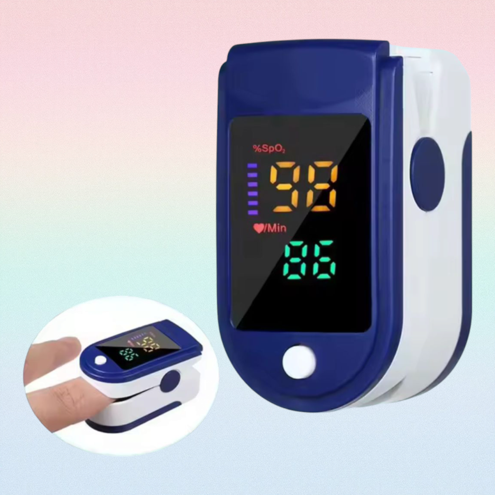 Пульсоксиметр на палец для измерения пульса цветной дисплей синий Киев - изображение 1