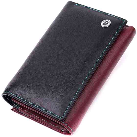 Місткий шкіряний гаманець у три складання для жінок (ST Leather) Київ