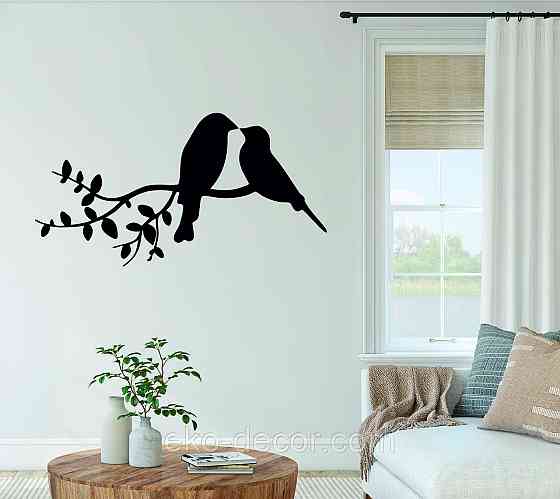 Декоративное настенное Панно «Две птички», Декор на стену 90*47 см, Черный Киев