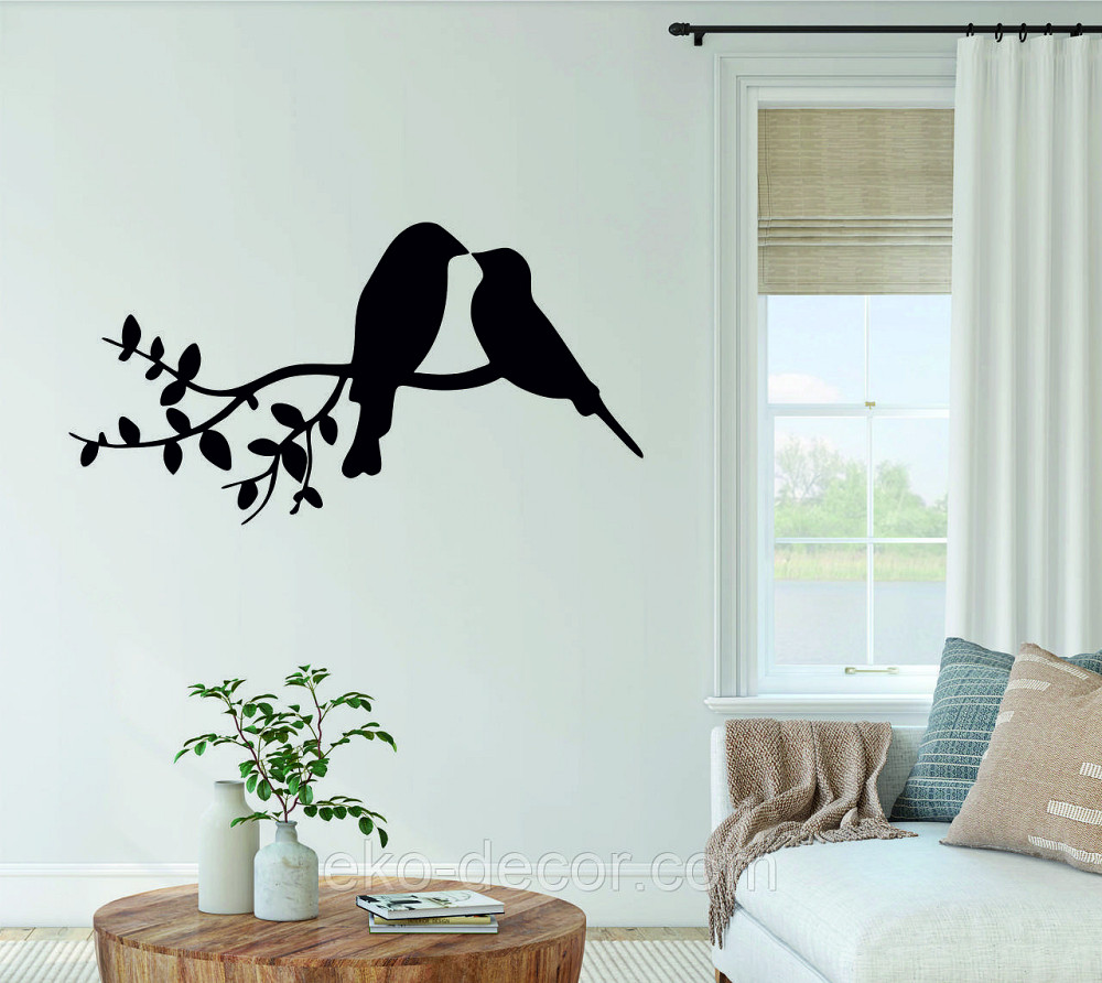 Декоративное настенное Панно «Две птички», Декор на стену 90*47 см, Черный Киев - изображение 1