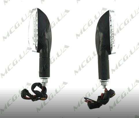 Поворот світлодіодний, кристал (13 LED, чорний, біле скло) ST Київ - фото 1