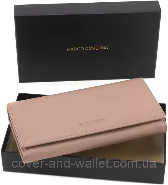 Пудровый женский кошелек из итальялистки кожи на магнитной застежке Marco Coverna Киев - изображение 8