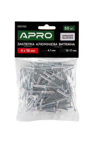 Заклепка алюмінієва витяжна 4х18мм 50 шт. APRO Рівне - фото 1
