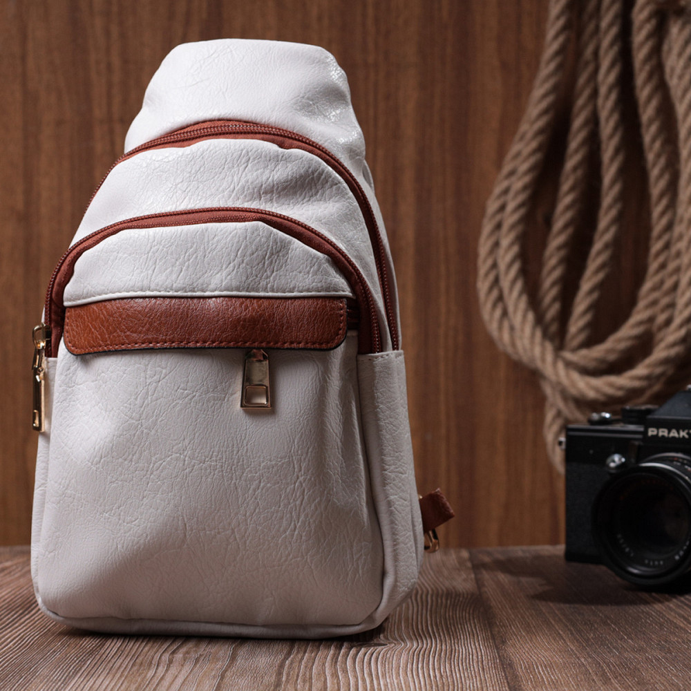 Женская сумка через плечо с отверстием для наушников из экокожи Vintage 22785 Белый Киев - изображение 9
