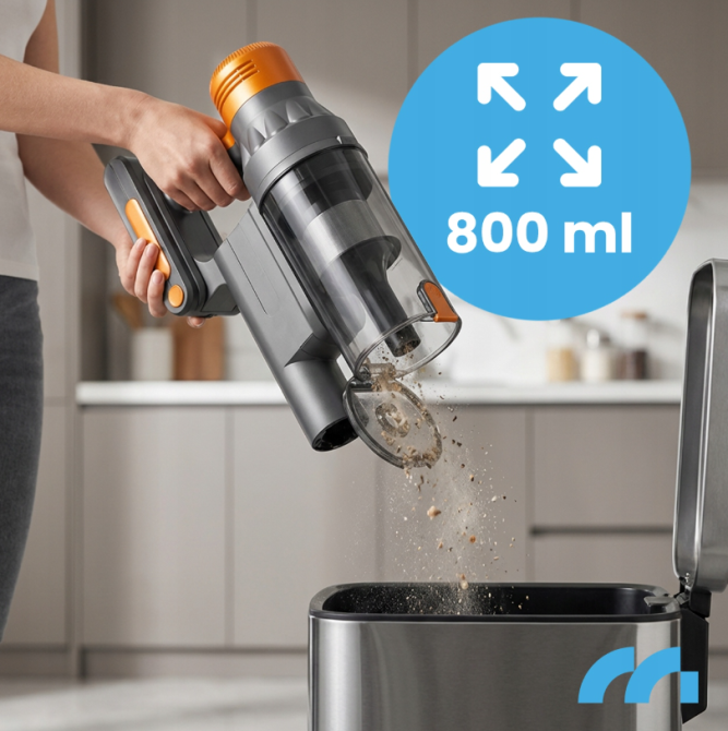 Вертикальний бездротовий пилосос без мішка з електричною щіткою та світлодіодною підствікою 3в1, 500 Вт (Польща) Київ - фото 8