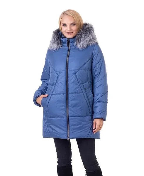 Женская зимняя куртка с мехом натуральным джинс. 48-62р Киев - изображение 2