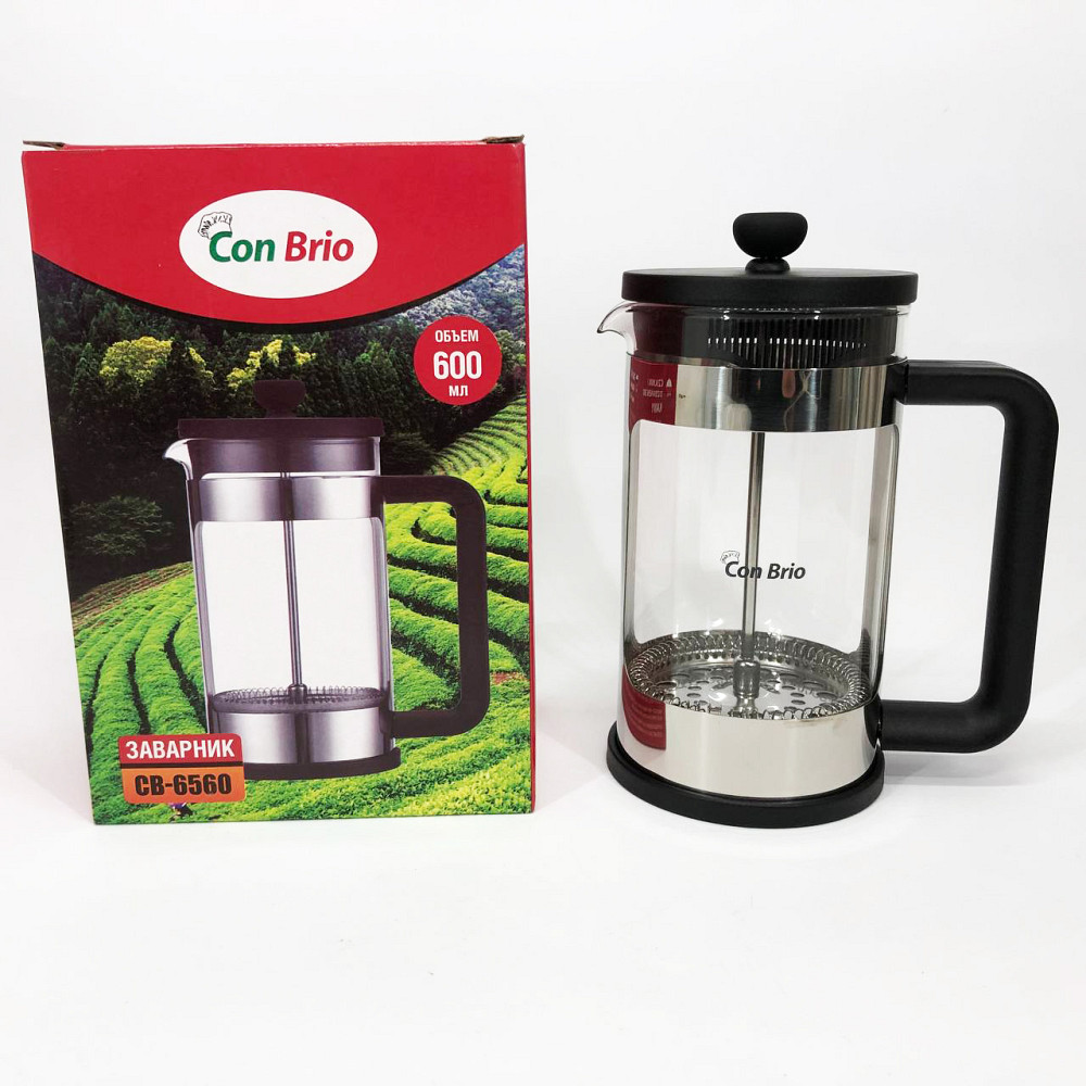 Стеклянный чайник для кофе и чая Con, Френч-пресс для заварки кофе Френч-пресс заваривания LW-37 Львов - изображение 6