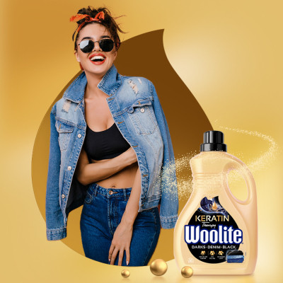 Гель для прання Woolite Для чорних, темних та джинсових тканин З кератином 1.8 л (5900627090451) Вінниця - фото 2