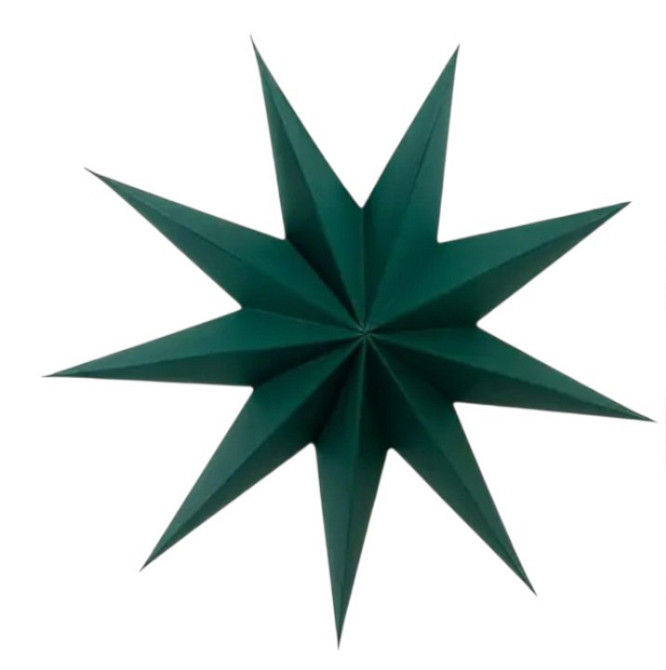 Объёмная звезда из картона девятиконечная 30 см зеленый Киев - изображение 1