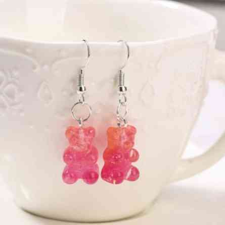 Сережки в виде мармеладных мишек, оранжевый + розовый с блетсками - размер мишки 1,6*1см, смола Киев