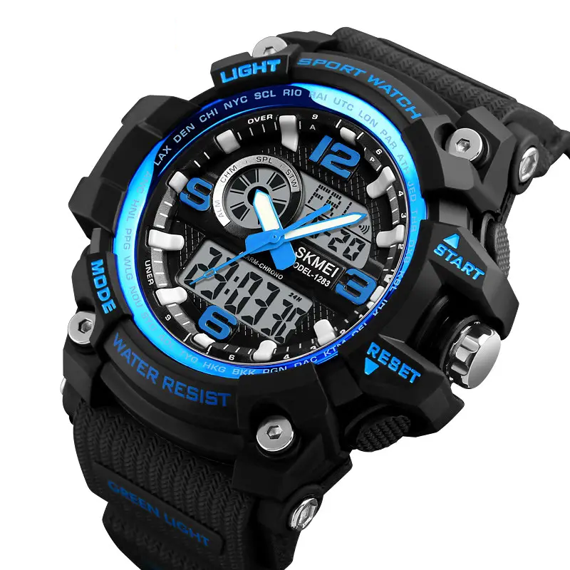 Чоловічий наручний годинник Skmei Disel 1283 (Чорний з синім) Вінниця - фото 1