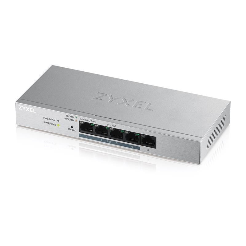 Комутатор ZYXEL GS1200-5HP v2 (GS1200-5HPV2-EU0101F) (1xGE, 4хGE PoE, max 60 W, метал, настільний, безшумний, Харків - фото 1