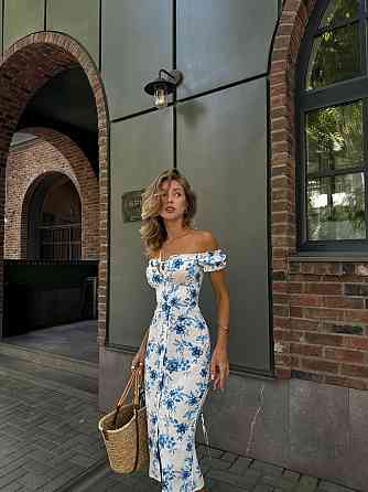 Жіноче стильне елегантне довге плаття зі штапелю Блакитний, 42/44 Одеса