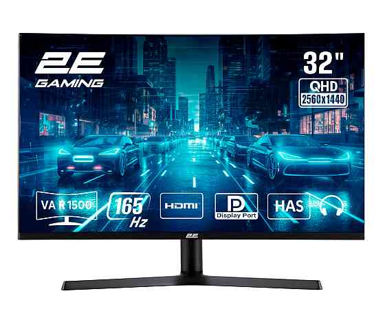 Монітор 2E GAMING 31.5" G3223B 2xHDMI, DP, VA, 2560x1440, 165Hz, 1ms, CURVED, FreeSync, HAS Київ