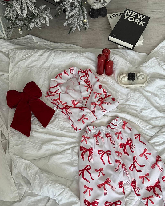 Женская стильная новогодняя пижама софт принт Белый, 48-50 Одесса - изображение 5