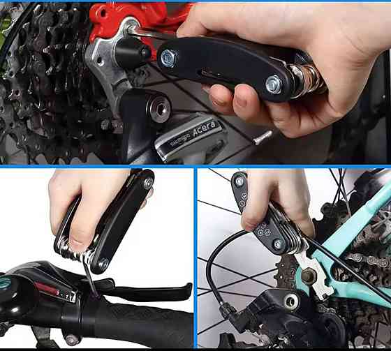 Многофункциональный инструмент 16 в 1 для ремонта велосипеда 9 на 2.5 на 4.5 см Киев