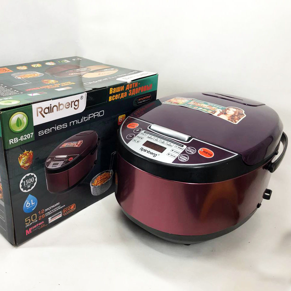 Мультиварка для готовки Rainberg RB-6207 1500Вт 6л, Бытовая мультиварка скороварка пароварка TA-41 Львов - изображение 19