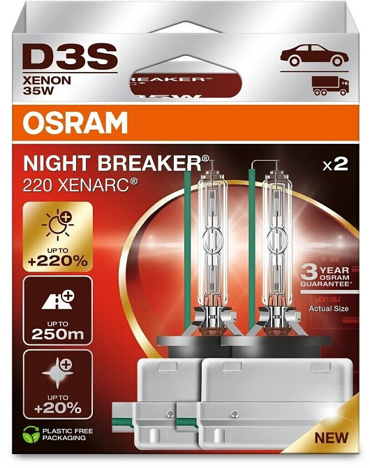 Комплект ксеноновых ламп OSRAM 66340XN2-2HB Night Breaker +220% D3S 85V 35W PK32d-5 XENARC Харків - фото 3