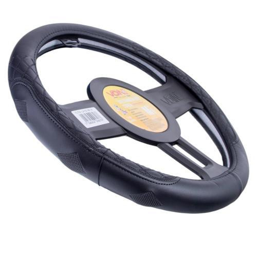 Чохол на кермо VLOD-L2163 BK M чорний, шкіра, один шов, без обробки Харків - фото 2