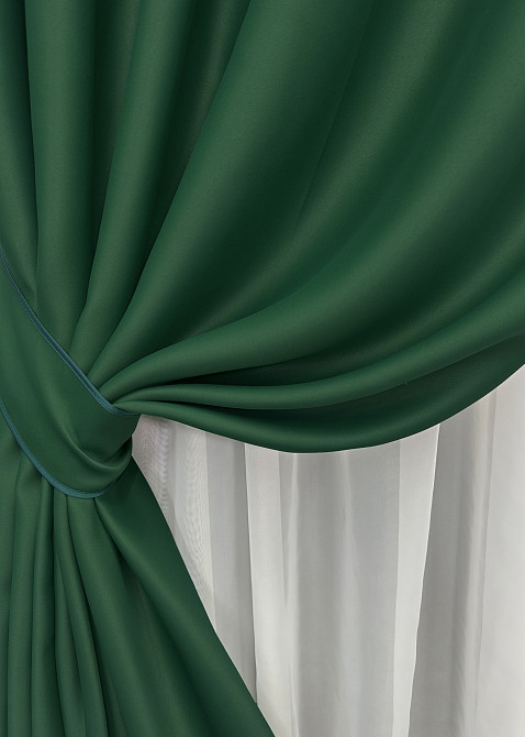 Комплект штор на люверсах VR-Textil Bagema Rvs № 1475ш Зеленый 150х250 см 2 шт (37-0254) Киев - изображение 5