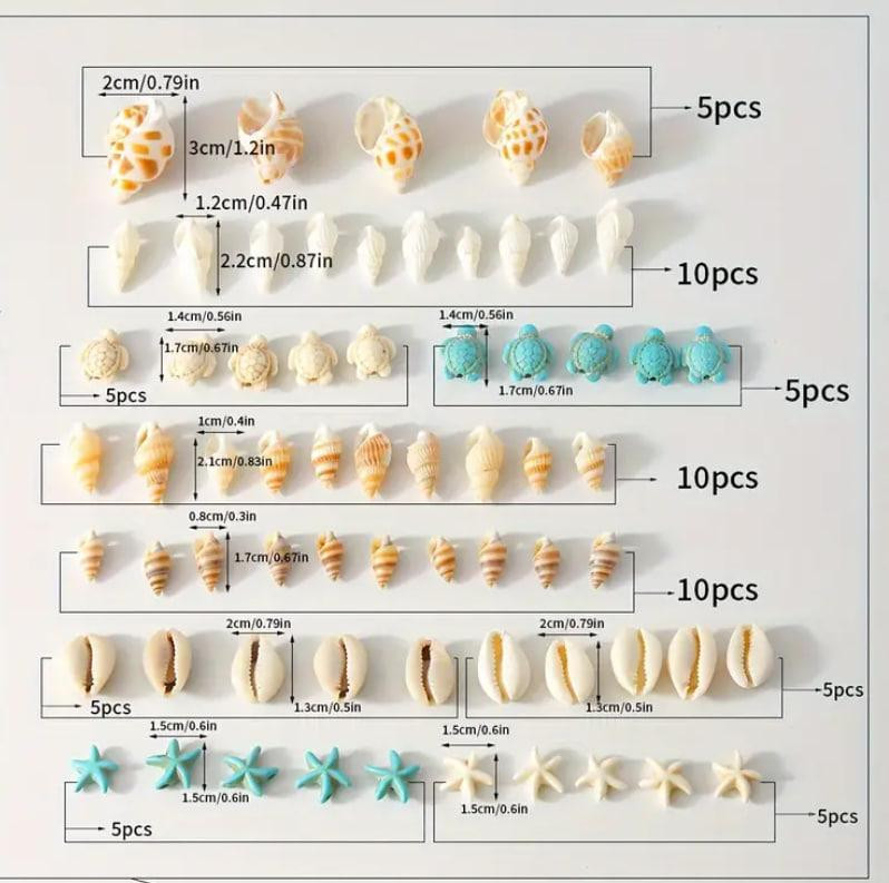 Набор из 65 морских подвесок Ракушки, черепахи, морские звезды для украшений, браслетов, бус Киев - изображение 2