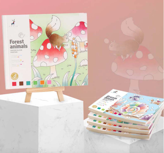 Альбом для розфарбовування з акварельними фарбами розмальовка "Forest animals" для творчості та живопису Кам'янець-Подільський