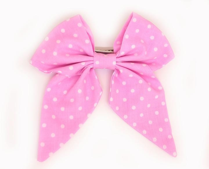 Заколка-бант для волос розовая в горошек Киев - изображение 1