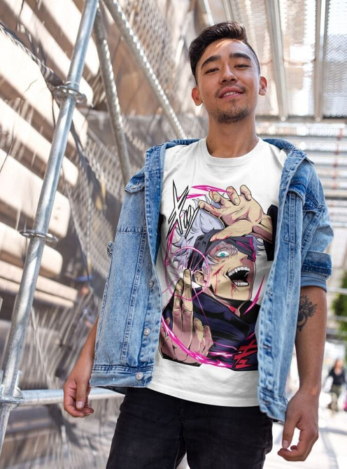 Футболка для хлопчика з аніме принтом Магічна битва оверсайз (зріст від 165 до 180) Чорний AnimeJ0796m Дніпро - фото 5