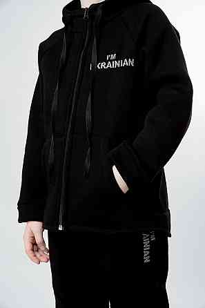 Спортивный костюм, черный, трёхнитка, 100% хлопок, начёс Крохатушка одяг Киев