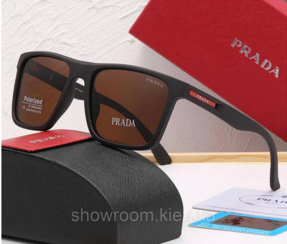 Чоловічі сонцезахисні окуляри Pr з поляризацією (69053) коричневі Київ - фото 1