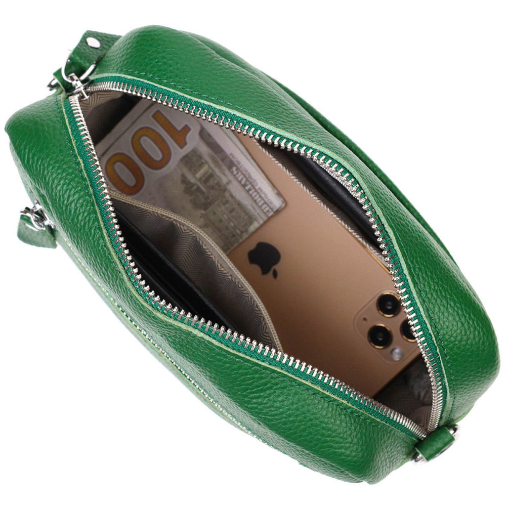 Современная женская сумка на плечо из натуральной кожи 22120 Vintage Зеленая Киев - изображение 7