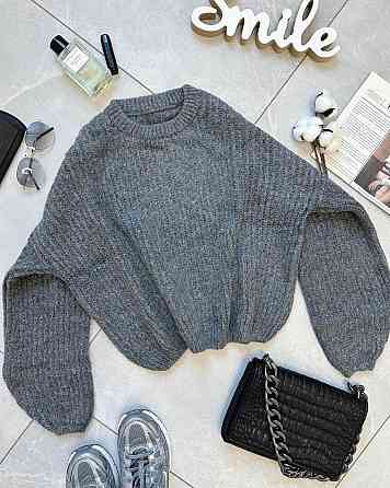 Жіночий повсякденний светр універсального крою машинне в'язання Графіт Одеса