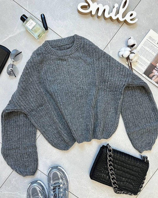 Жіночий повсякденний светр універсального крою машинне в'язання Графіт Одеса - фото 1