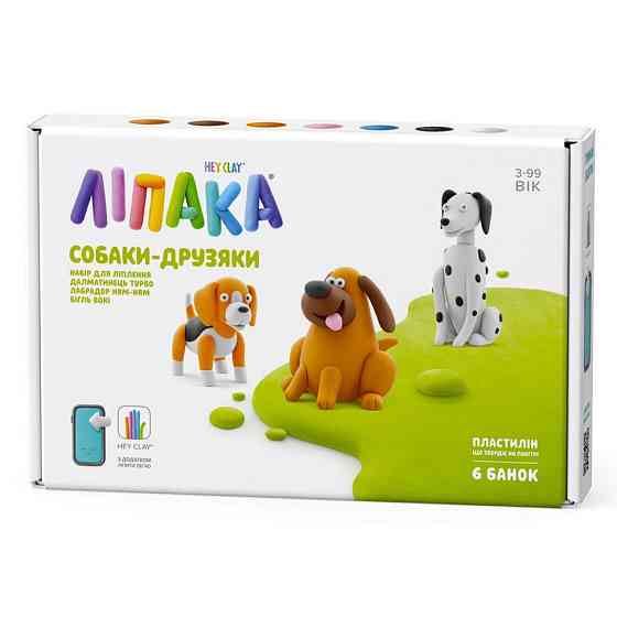 Набір пластиліну "Собаки-Друзі Далматинець Турбо, Лабрадор Ням-Ням, Бігль Вокі" ЛІПАКА 60058-UA01 самостійно твердіє Вінниця