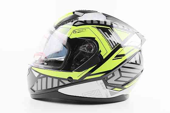 Шолом інтеграл, закритий (сертифікація DOT)+відкидні окуляри BLD-M67 L (59-60см), ЧОРНИЙ/НЕОНОВО-ЗЕЛЕНИЙ Киев