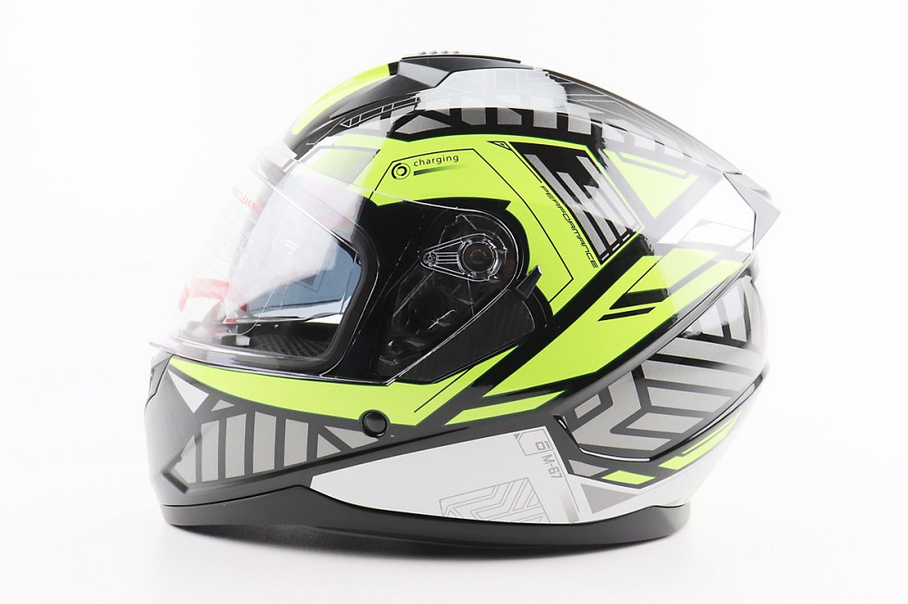 Шолом інтеграл, закритий (сертифікація DOT)+відкидні окуляри BLD-M67 L (59-60см), ЧОРНИЙ/НЕОНОВО-ЗЕЛЕНИЙ Киев - изображение 3