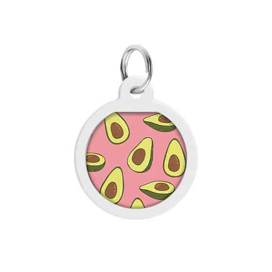 Адресник для собак і котів металевий WAUDOG Smart ID з QR-паспортом, малюнок "Авокадо 2", коло, Д 25 мм Вінниця