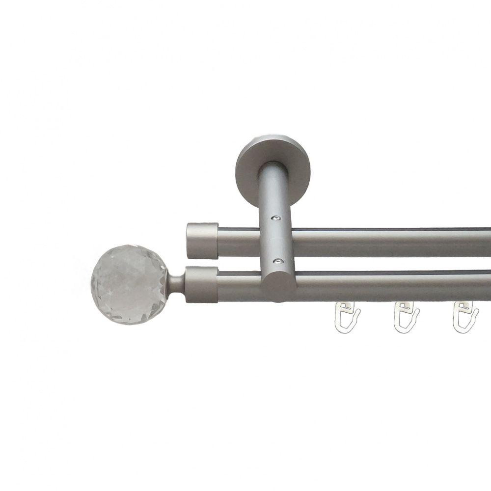 Карниз Orvit Люміера металевий дворядний реверсивний профільна труба  Сатин 19\19 мм 200 см (6300848) Львів - фото 1