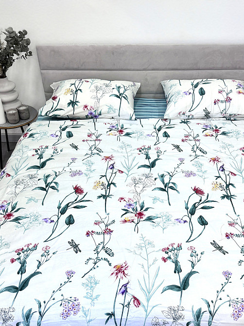 Ecotton Комплект постільної білизни Ecotton двоспальний Євро 210х220 см сатин Квіти білий (рис. Коломия - фото 5