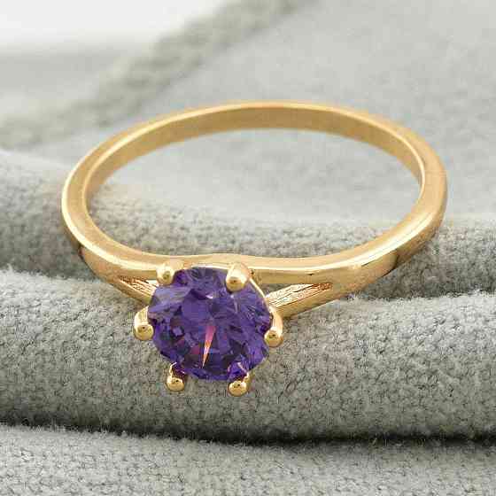 Кольцо фиолетовые фианиты Xuping позолота 18К, 19 размер (ширина 6мм, вес 1.4г) Киев