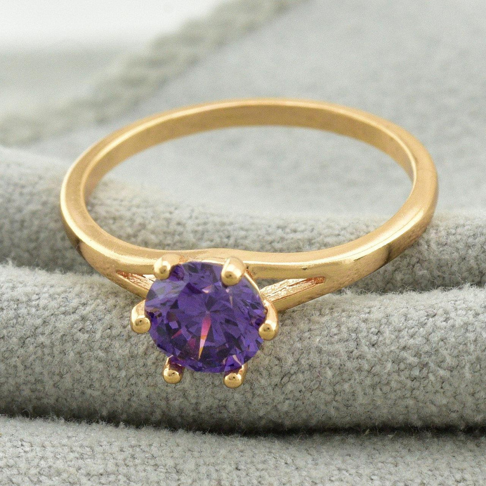 Кольцо фиолетовые фианиты Xuping позолота 18К, 19 размер (ширина 6мм, вес 1.4г) Киев - изображение 3