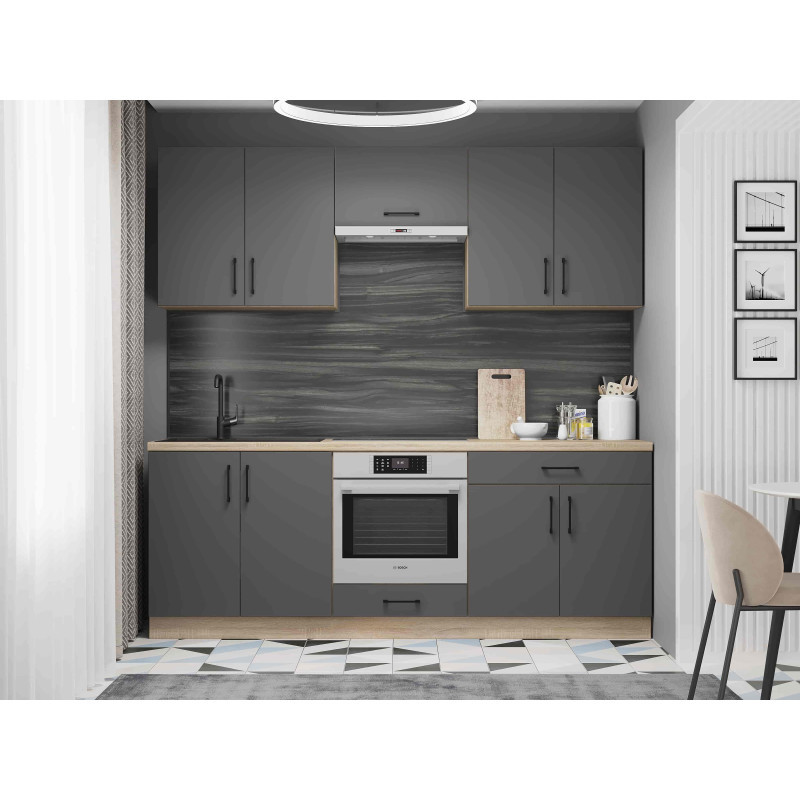 Кухня модульна Эверест Оптима набор №8 Графит 2,2 м (без столешницы) (DTM-5722) Львов - изображение 1