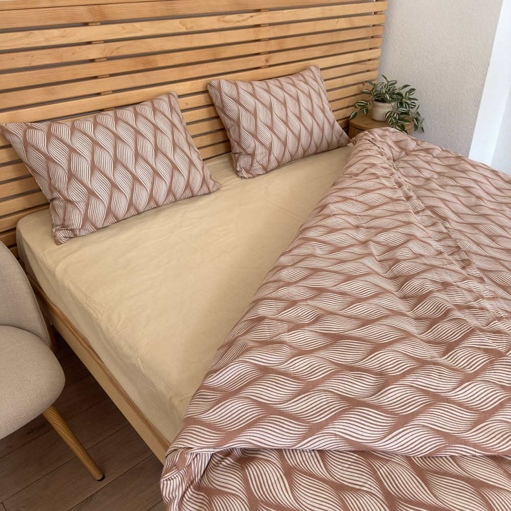 Постельное белье бязь Евро Орнамент 100% хлопок YouStar (Бежевый) Сумы - изображение 7