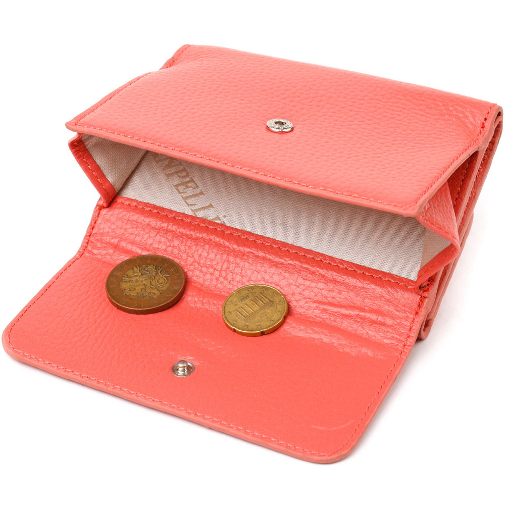 Стильный молодежный кошелек из натуральной кожи флотар CANPELLINI 21595 Коралловый Киев - изображение 4